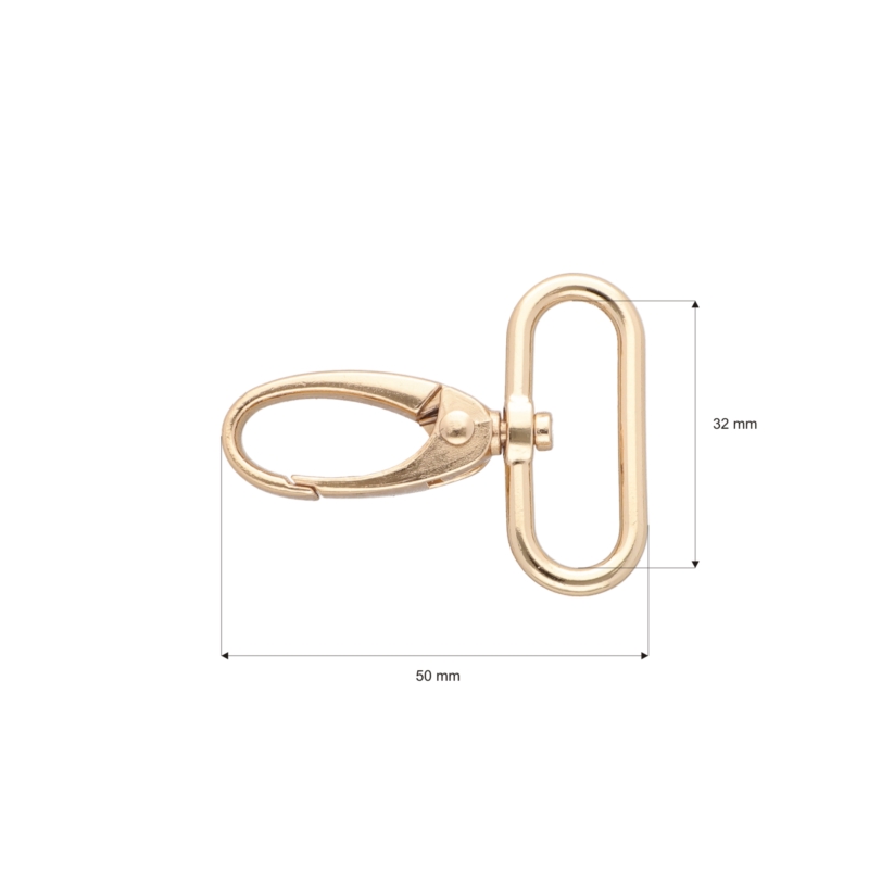 METAL SNAP HOOK 0037 32 MM LIGHT         GOLD  1 PCS