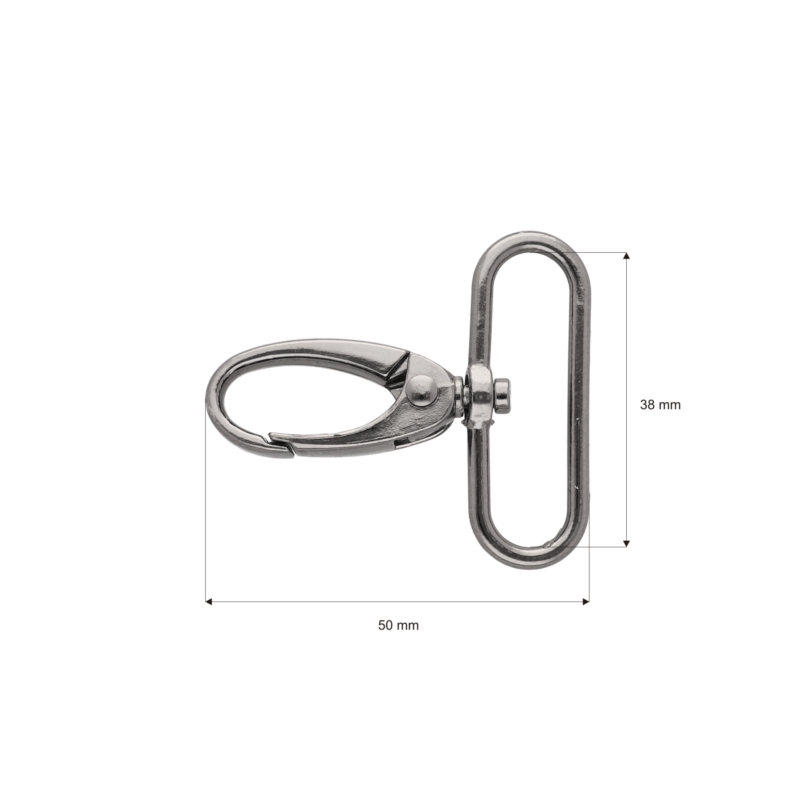 METAL SNAP HOOK 0037 38 MM NICKEL BLACK 1 PCS