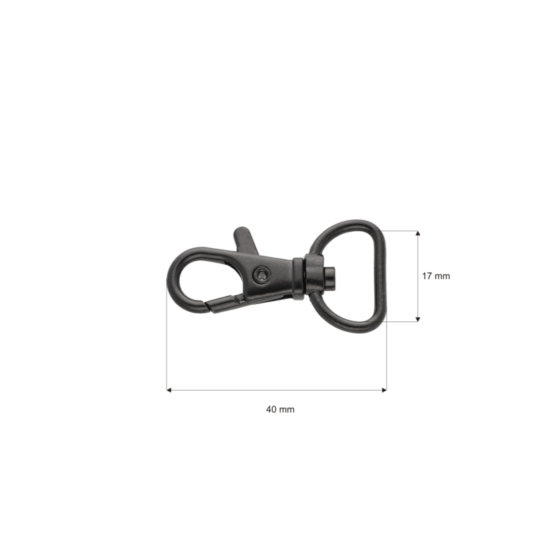 METAL  SNAP HOOK 17 MM BLACK MATT 100 PCS