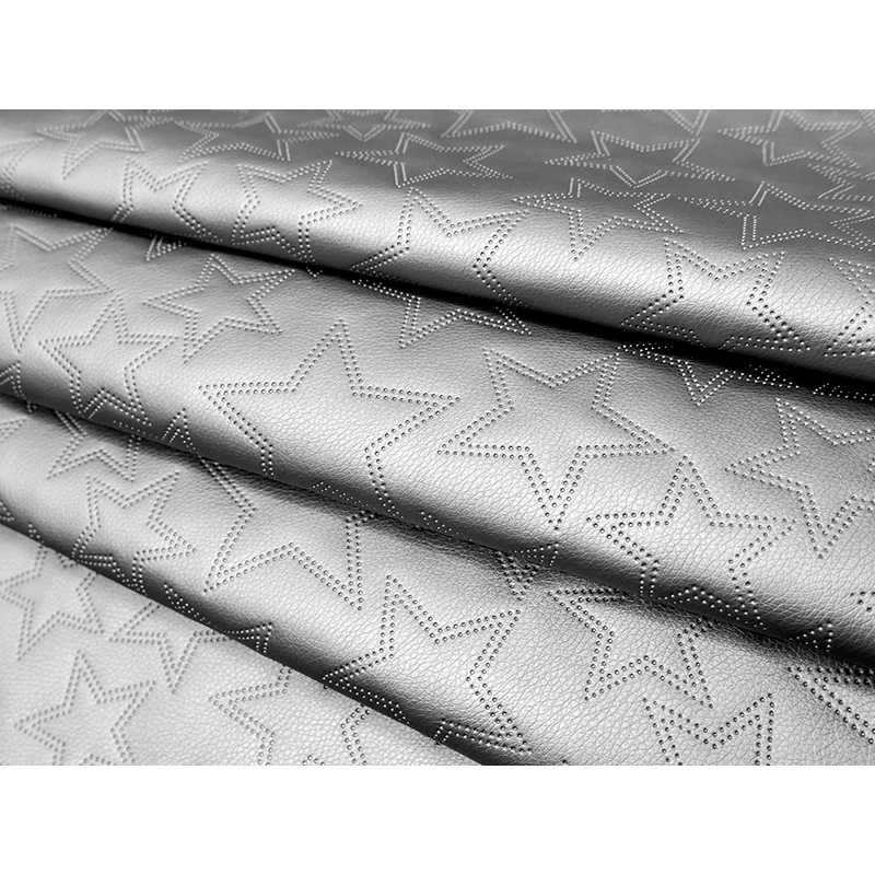 IMITATION QUILTED LEATHER STARS SILVER 140 CM 1 MB