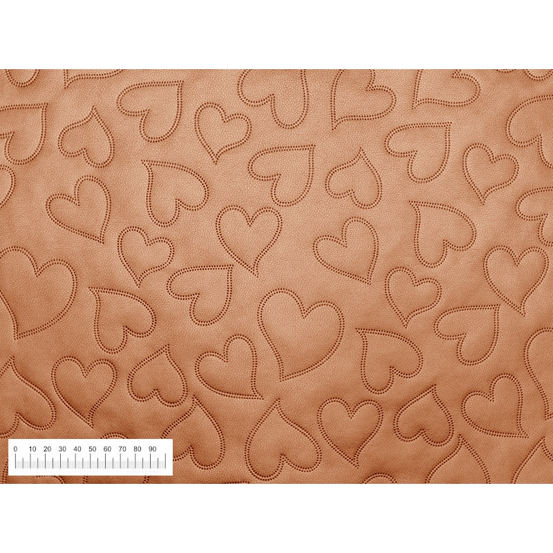 IMITATION QUILTED LEATHER HEARTS GOLD 140 CM 1 MB