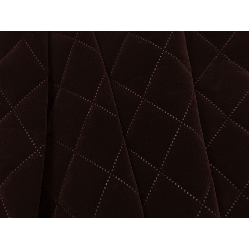 QUILTED   POLYESTER FABRIC FLOCK KARO 0,6 MM DARK BROWN 141 136 CM