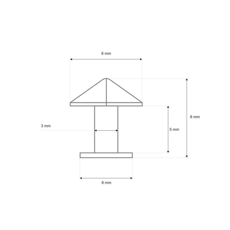 METAL RIVET ONE-SIDED PYRAMID 8/8/8MM NICKEL  200 PCS