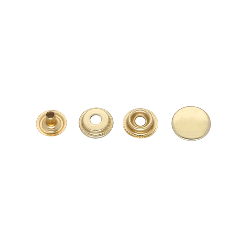 Stainless metal snap fastener 15 mm light gold 200 pcs