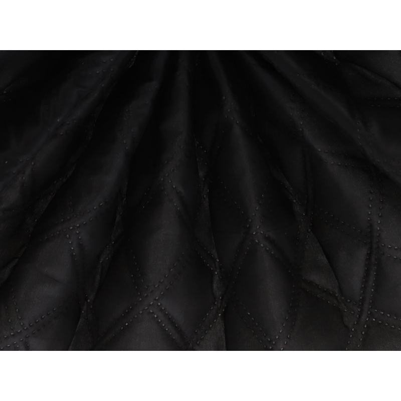 QUILTED POLYESTER LINING   FABRIC CHESSBOARD&nbsp180T (580)  BLACK 150 CM 25 MB