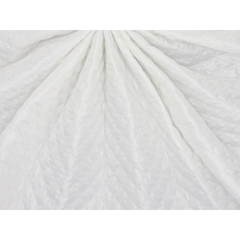 QUILTED  POLYESTER  LINING FABRIC SNOWFLAKE&nbsp180T (501)  WHITE 150 CM  25 MB