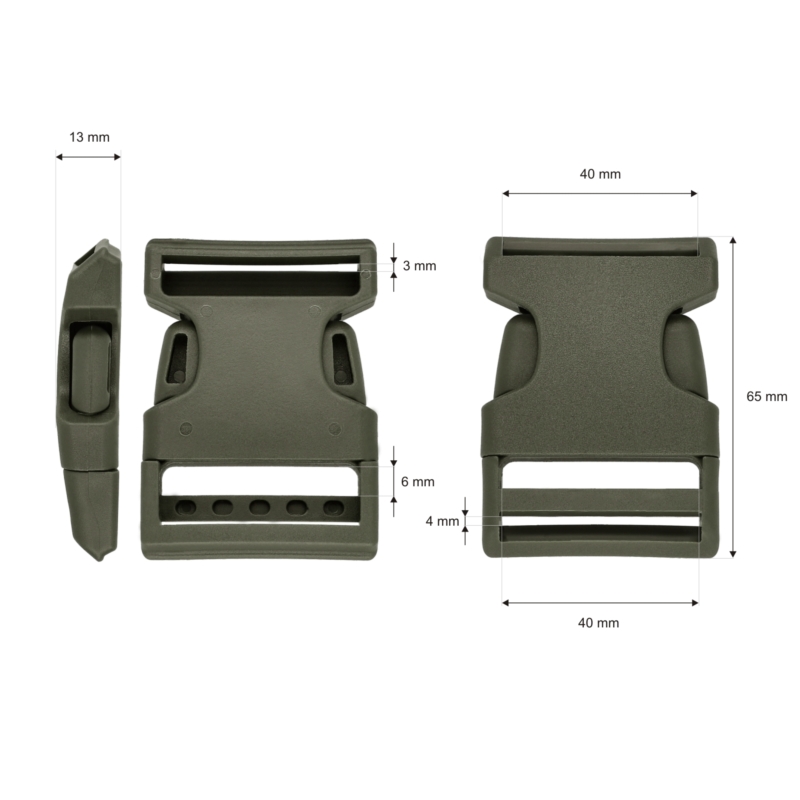 Plastic buckle 40 mm olive 100 pcs