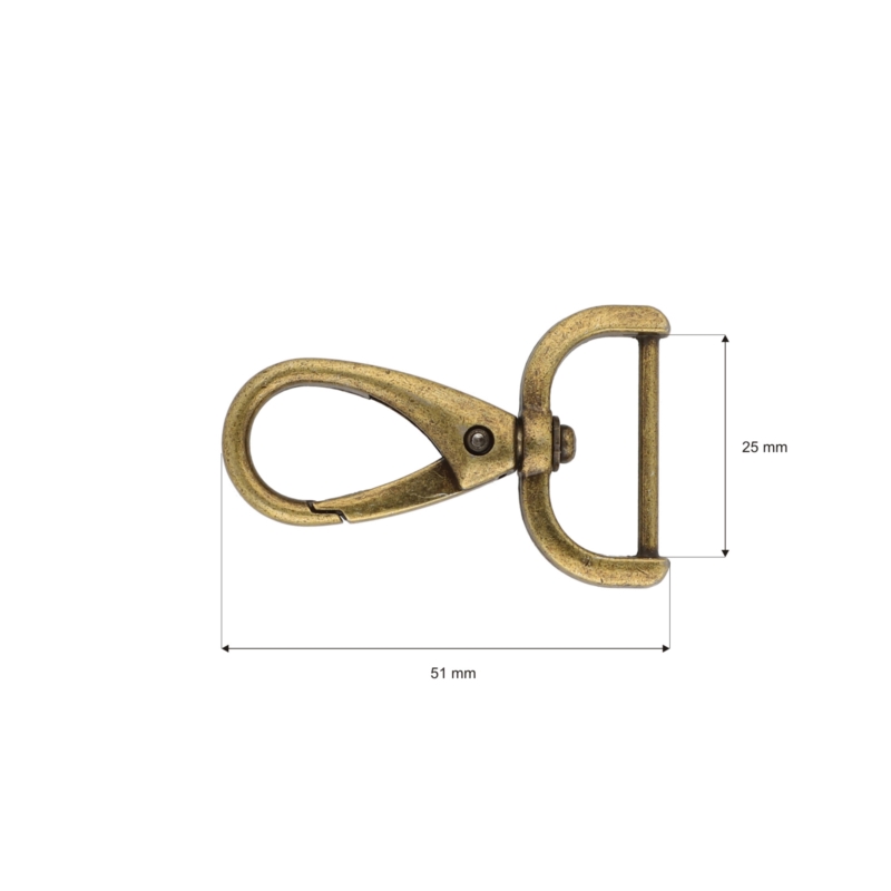 Karabińczyk metalowy 25 mm rf-970 stare złoto