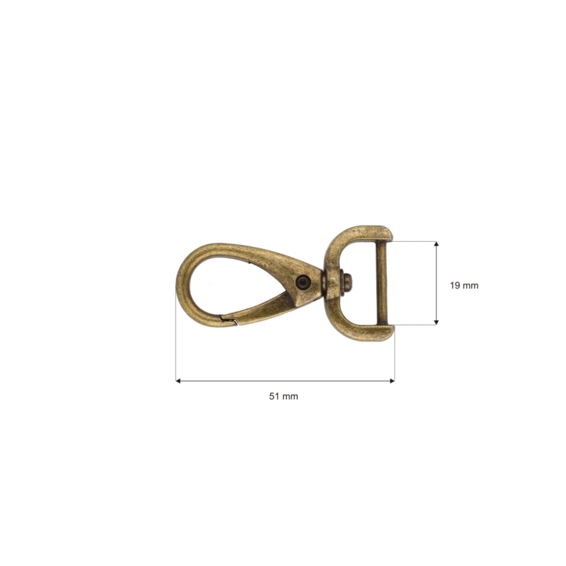 METAL SNAP HOOK 19 MM MAURYCY OLD GOLD 1   PCS