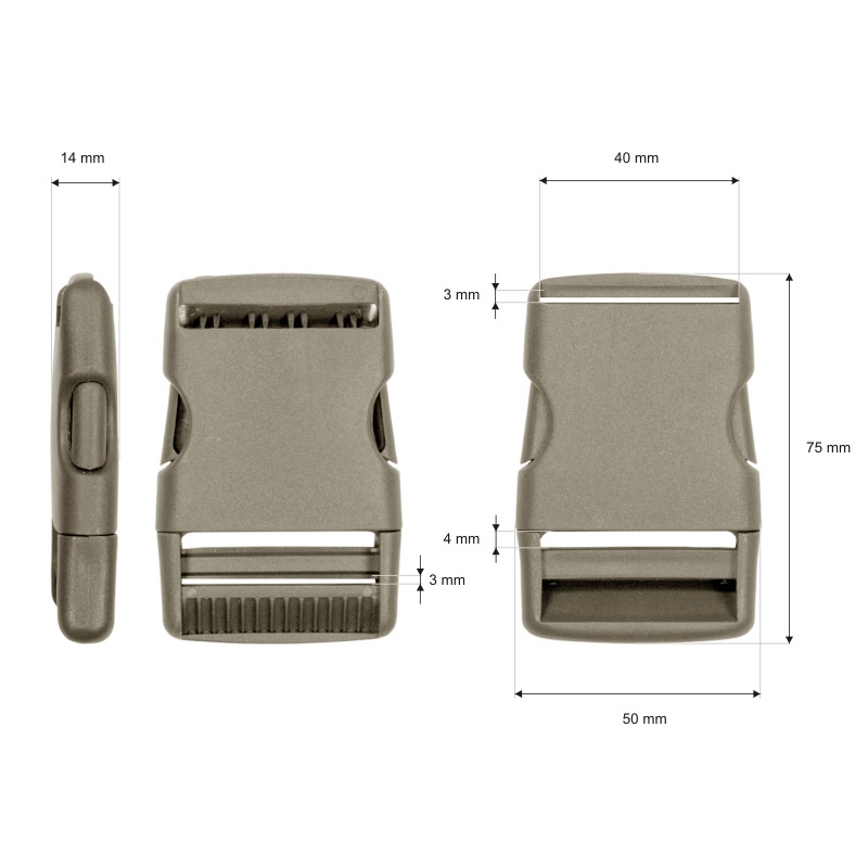 Plastic buckle 40 mm laura beige 100 pcs