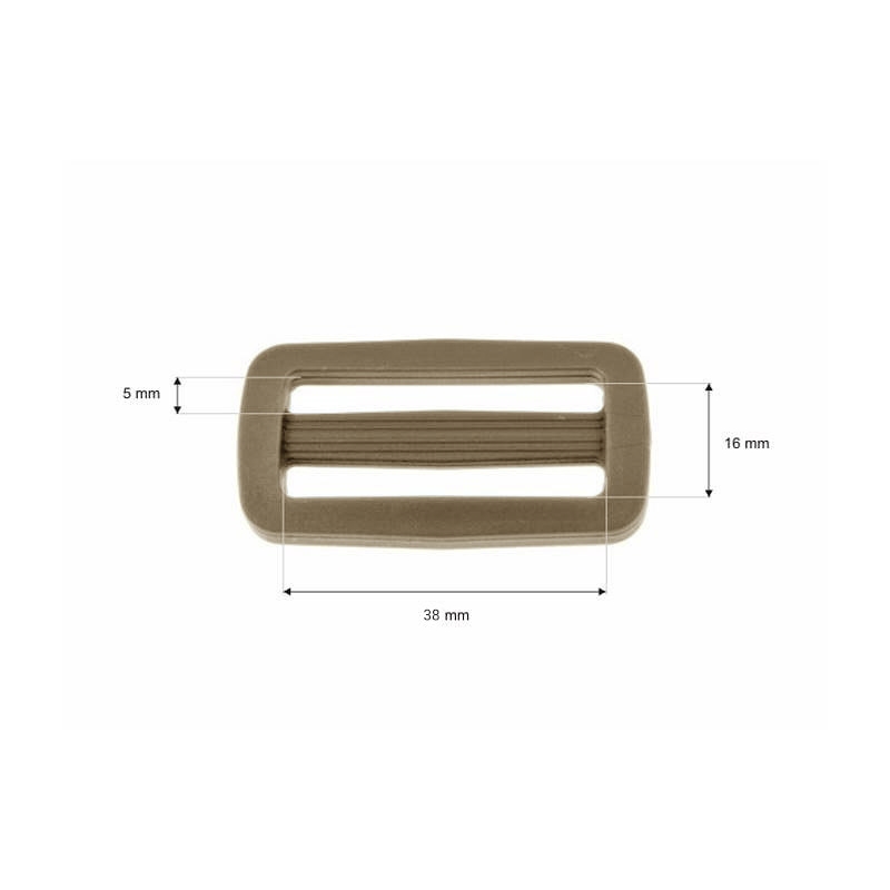 Plastic slide buckle 38/16 mm Ignacy beige 100 pcs