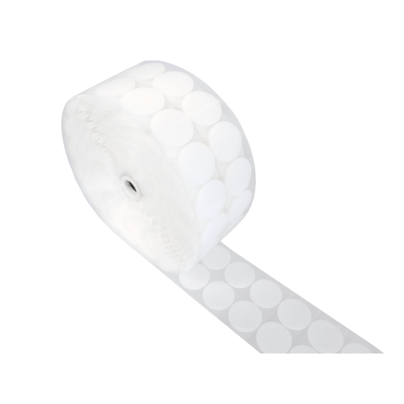 Hook-and-loop dots with glue 4.5 cm white pes/nylon loop