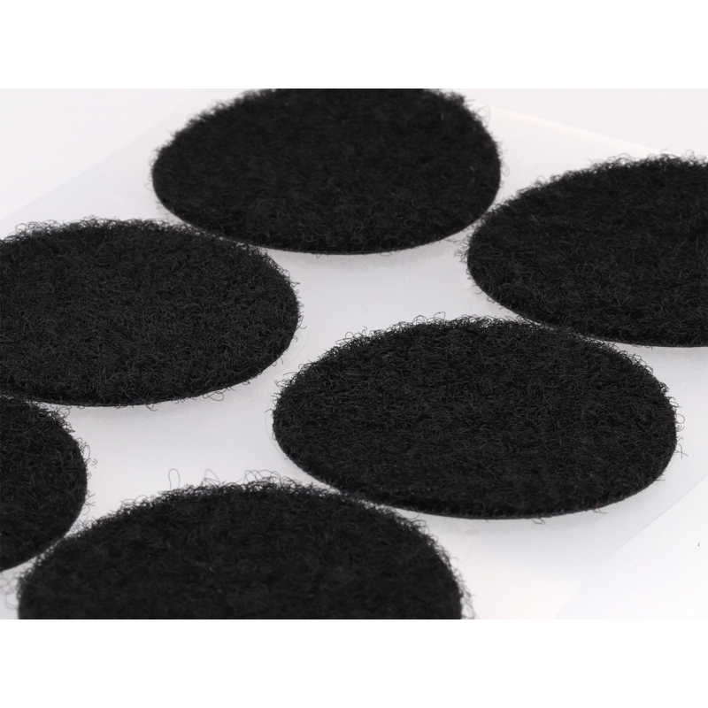 Hook-and-loop dots with glue 4.5 cm black 100% nylon loop