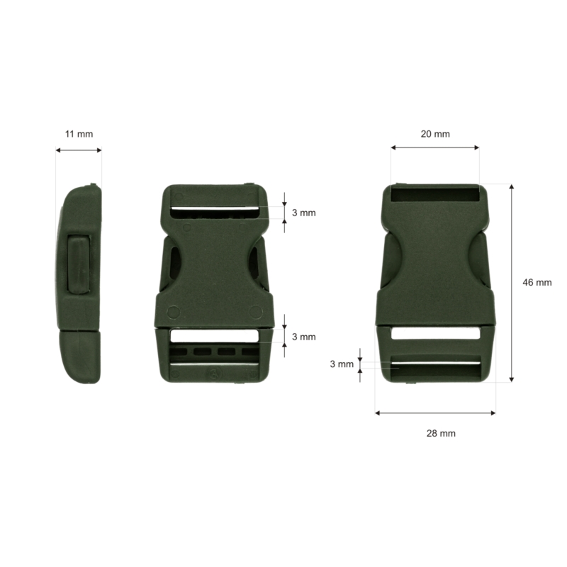 Plastic buckle 20 mm laura olive 100 pcs