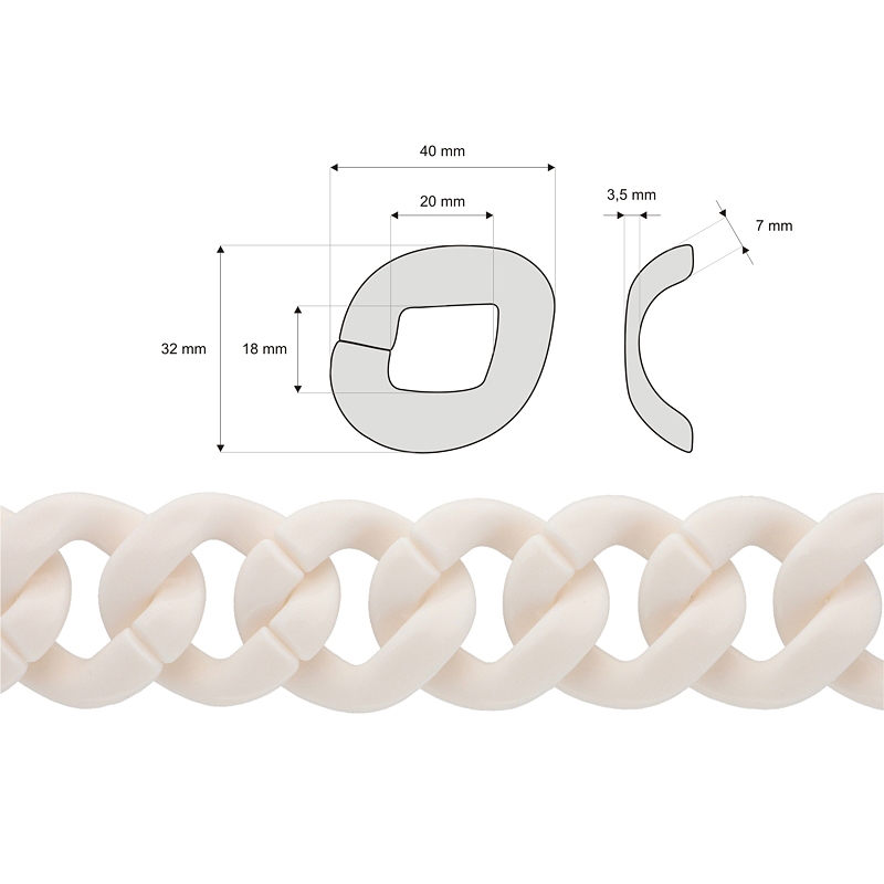 Ecru acrylic chain 10 mb