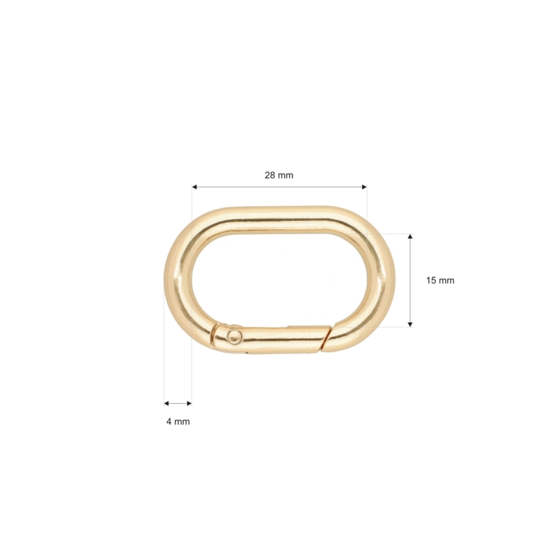 METAL  RING (OVAL) 28,5/15/4,7 MM CARABINER LIGHT  GOLD WIRE 1  PCS