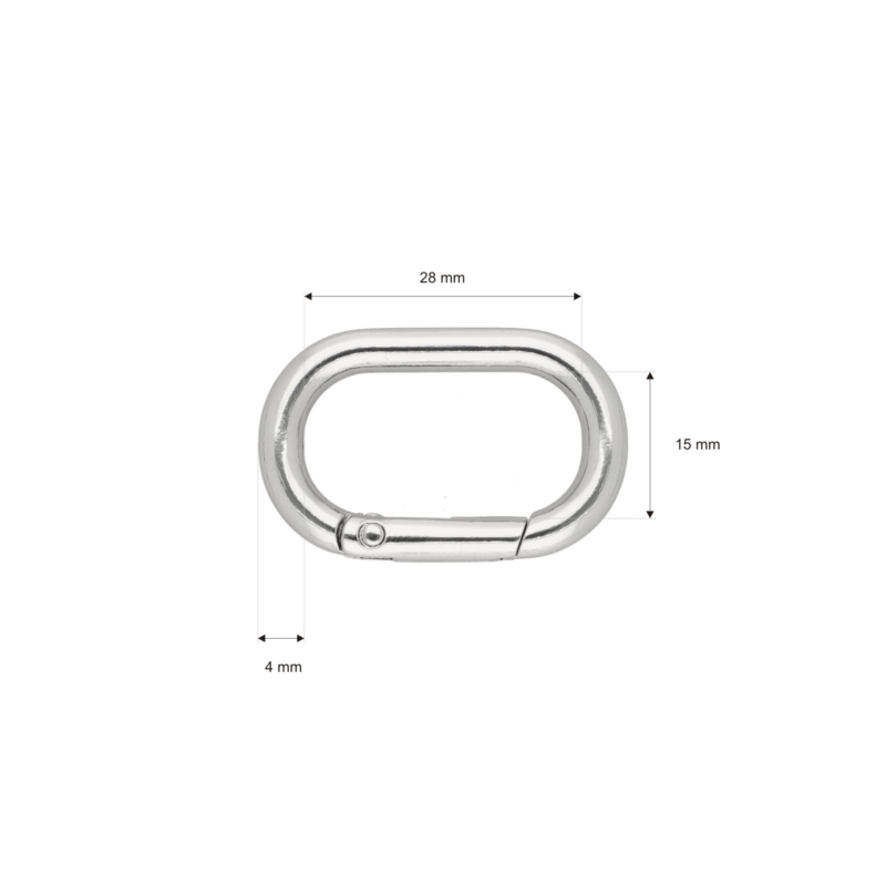 METAL RING (OVAL)  28,5/15/4,7 MM CARABINER NICKEL   WIRE