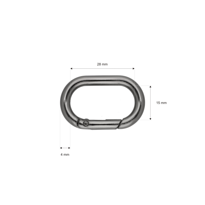 METAL   RING (OVAL) 28,5/15/4,7 MM CARABINER BLACK NICKEL   WIRE