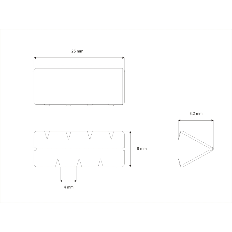 Metallendstück für  Gurtband 25 mm  Nickel