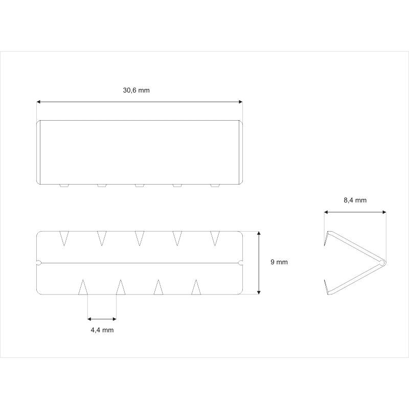 Metal end tip for  webbing 30 mm  nickel