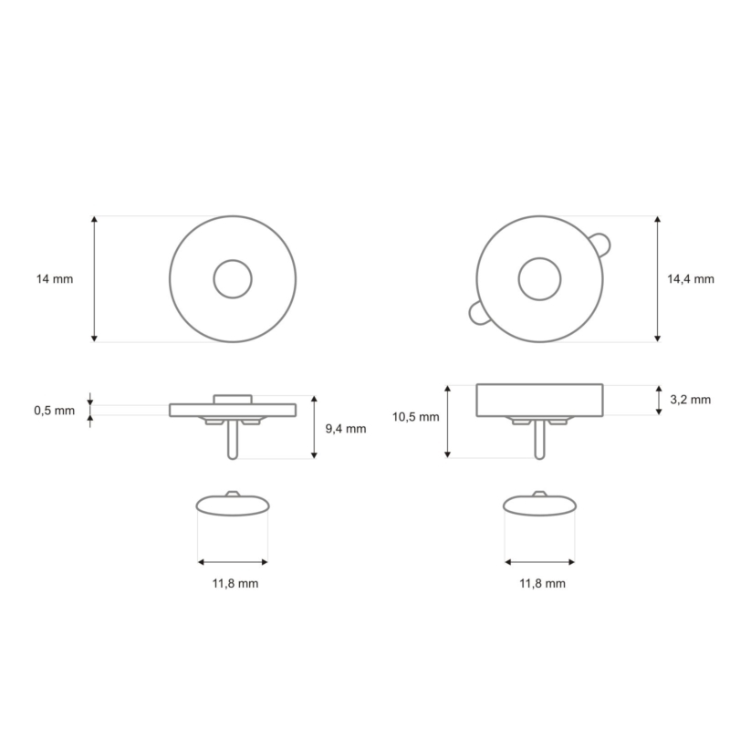 Magnetic button round with double snap   fastener 14/14 mm black nickel  200 pcs