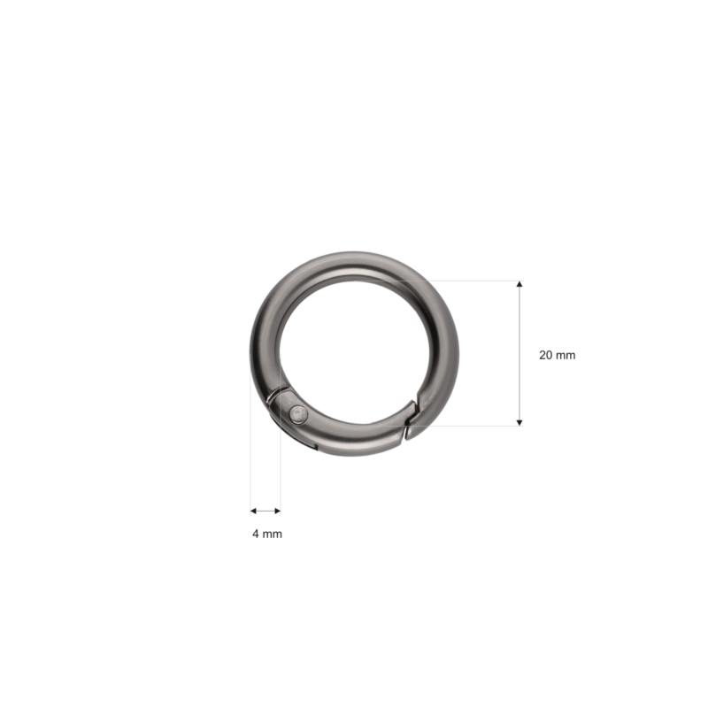 METAL   RING 20/4 MM CARABINER BLACK NICKEL