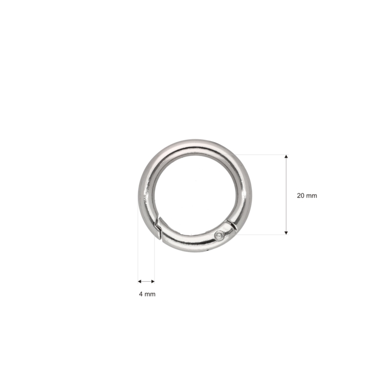 METAL   RING 20/4 MM  CARABINER NICKEL  WIRE