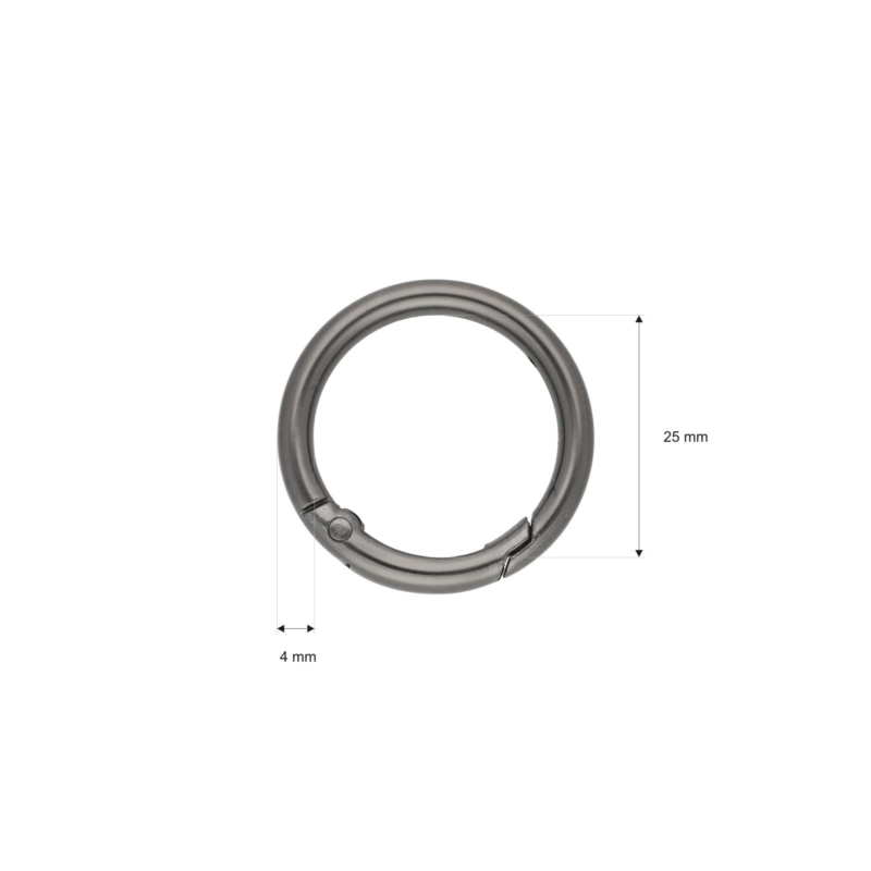 METAL    RING 25/4 MM CARABINER BLACK NICKEL  WIRE