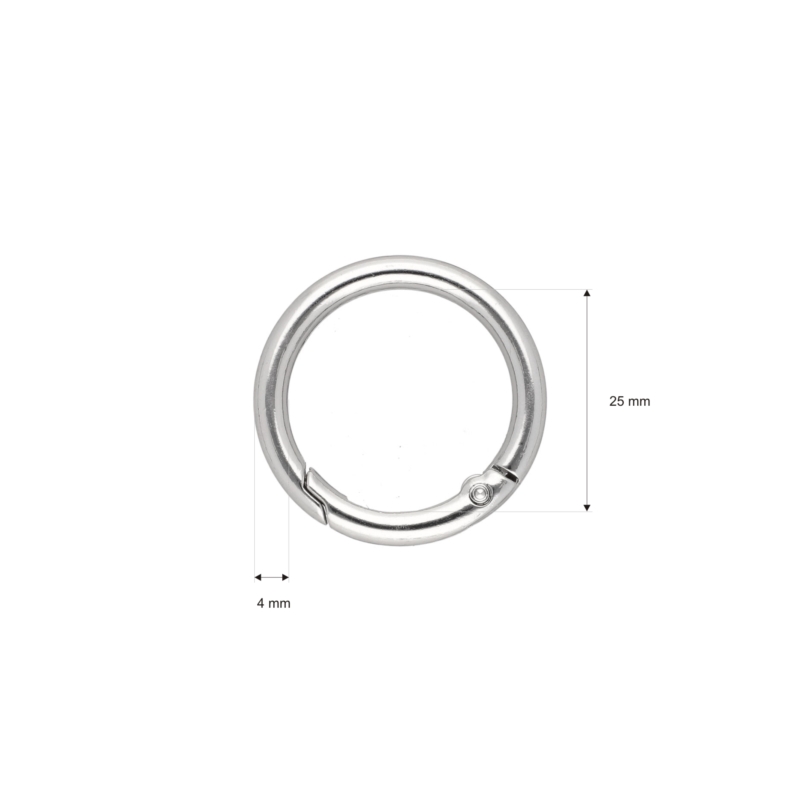 METAL    RING 25/4 MM CARABINER  NICKEL WIRE