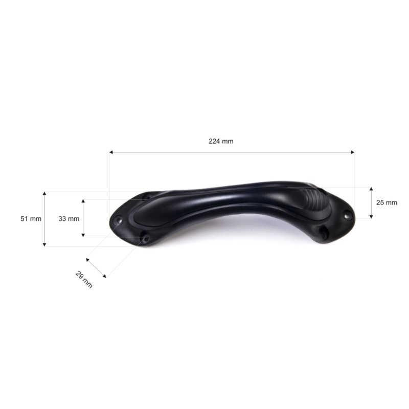 Plastic handle 25/224 mm black 1 pcs