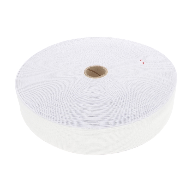 WOVEN ELASTIC TAPE 50 MM (501) WHITE  POLYESTER 25 MB