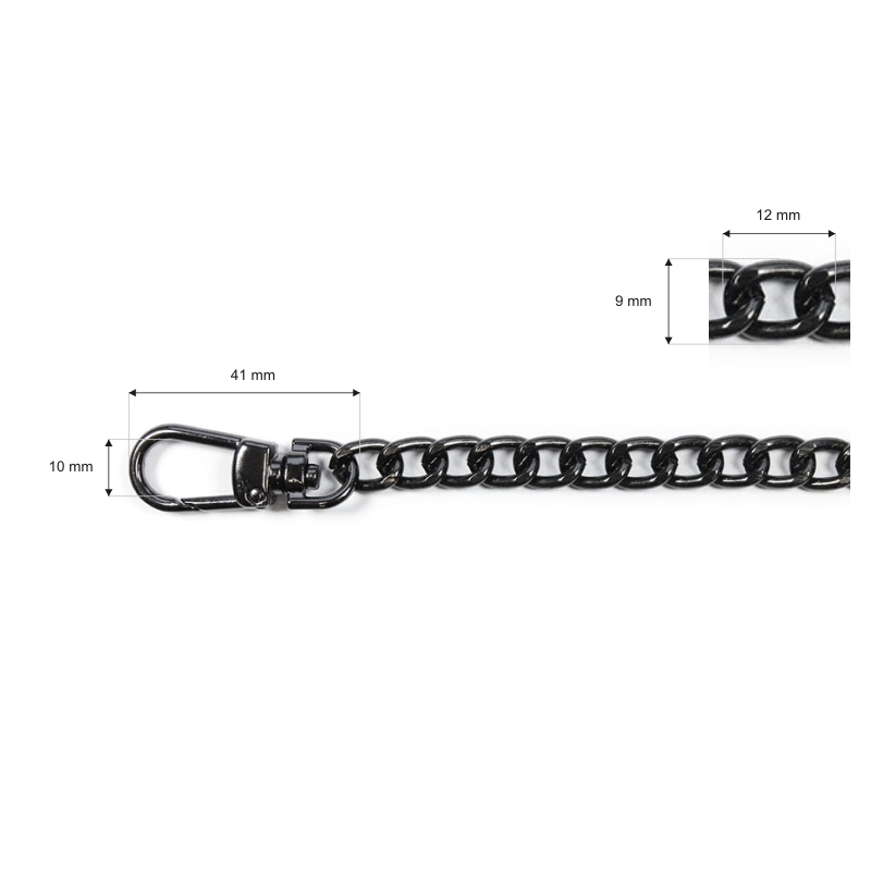 Handbag chain with snap hook 1010 coco black nickel