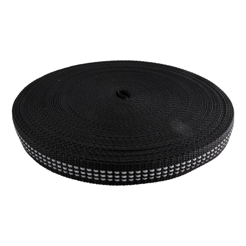 Reflective webbing 20 mm / 1,5 mm black 580 pp 25 mb