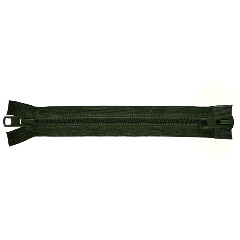 PLASTIC READY ZIPPER 10 OPEN END TWO WAYS 80 cm (175) MILITARY  GREEN 50   PCS