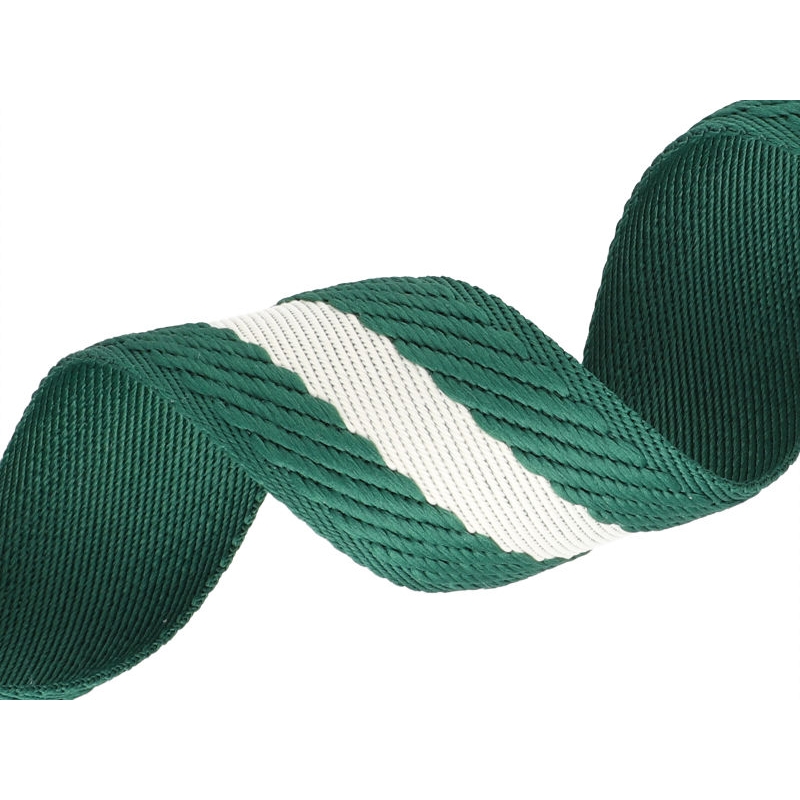 Polycotton webbing 38 mm/2,0 white and green 50 yd