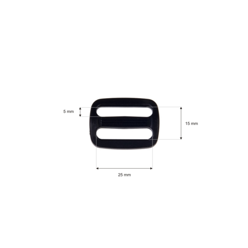 Plastic slide buckle 25/15 mm edmund black 100 pcs