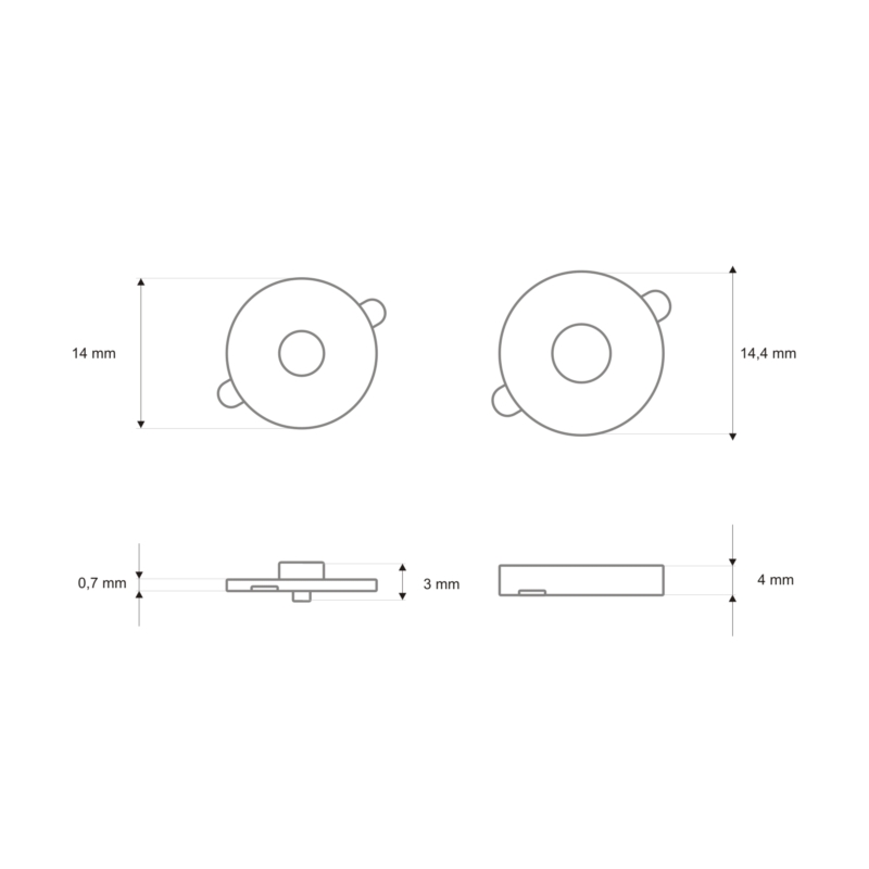 Magnetic button round 14/14 mm nickel 200 pcs