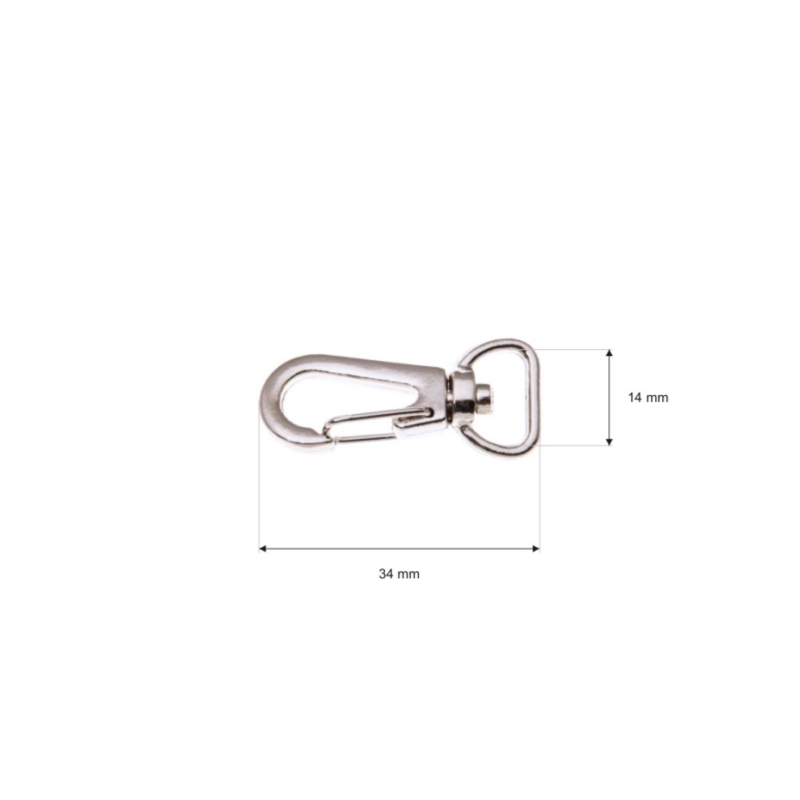 METAL SNAP HOOK 14 MM HIACYNT NICKEL 100     PCS