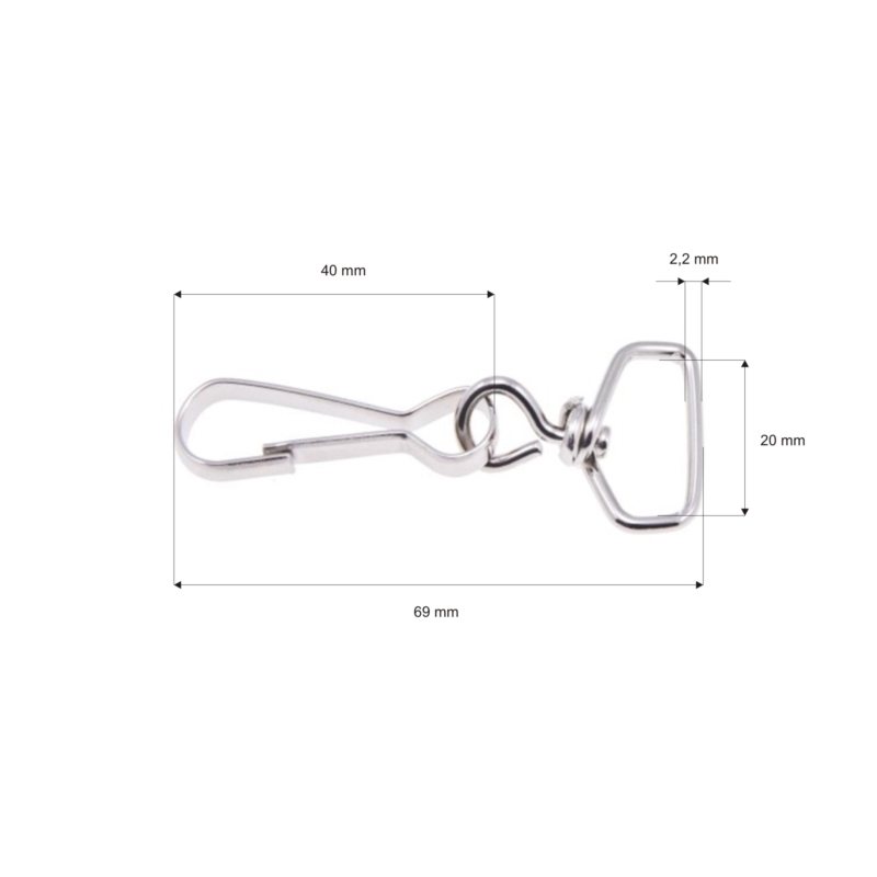 METAL SNAP HOOK 20 MM NICKEL 100 PCS