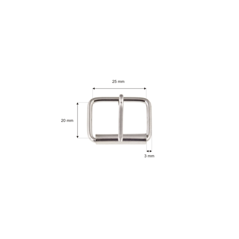 METAL ROLLER BUCKLE SINGLE 25/20/3 MM NICKEL  WIRE  100 PCS