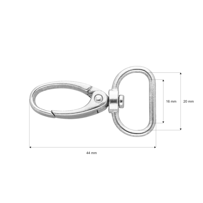 METAL SNAP HOOK 20 MM NICKEL 100 PCS