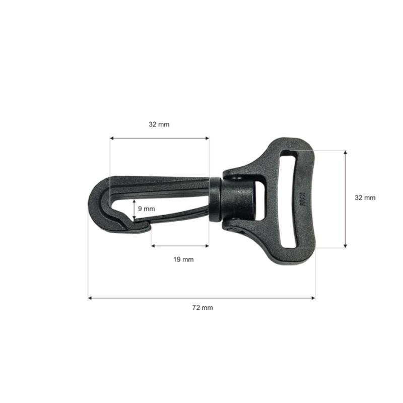 Kunststoffkarabinerhaken 32 mm roch schwarz 100 st.