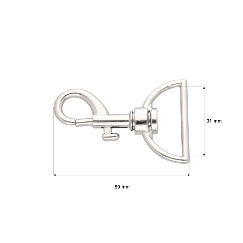 METAL  SNAP HOOK 31 MM  HERMAN NICKEL 100   PCS