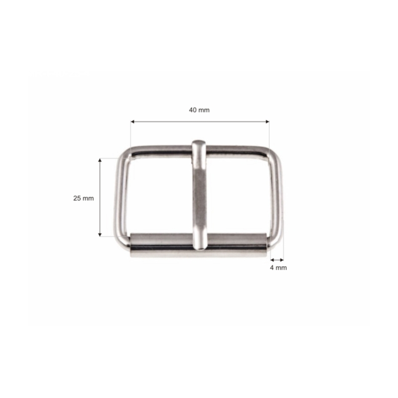 METAL ROLLER BUCKLE SINGLE 40/25/4 MM NICKEL WIRE  200 PCS