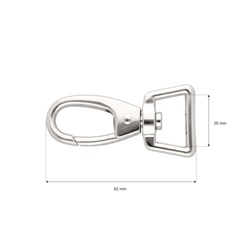 METAL SNAP HOOK 20 MM NICKEL 1 PCS