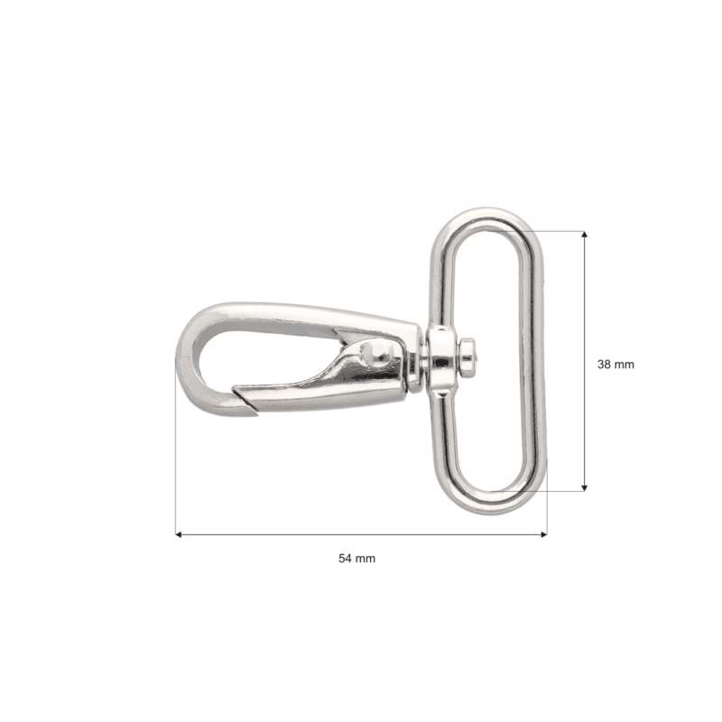 METAL SNAP HOOK 38 MM NICKEL 1 PCS