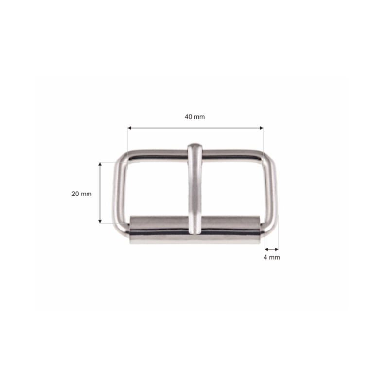 METAL ROLLER BUCKLE SINGLE 40/20/4 MM NICKEL WIRE  100 PCS