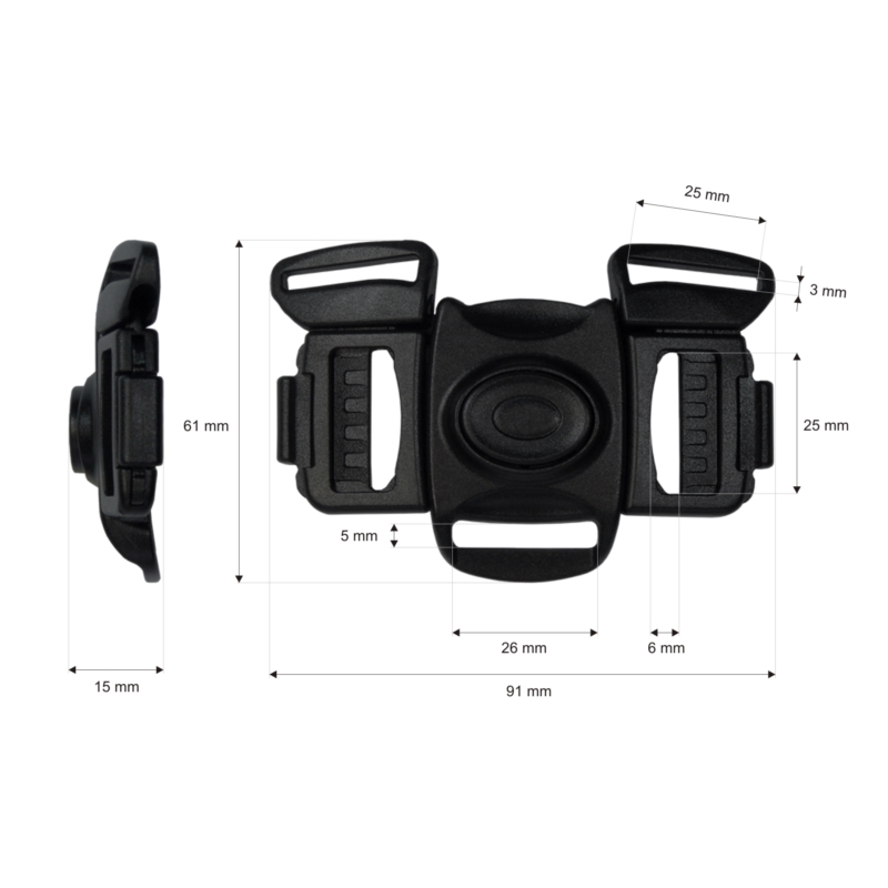 Plastová svorka dvojitá 25 mm 5-way tekla 1 černá 1 ks