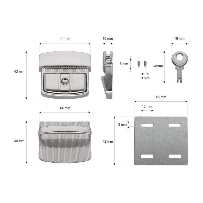 Briefcase lock 43/42 mm 511 maria nickel 14 pcs