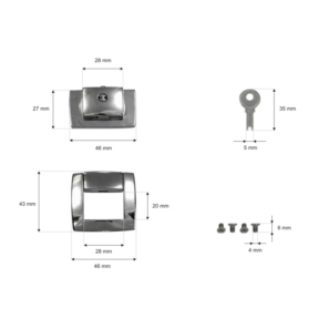 Zamek do teczki metalowy 46/43 mm pbs-002 nikiel